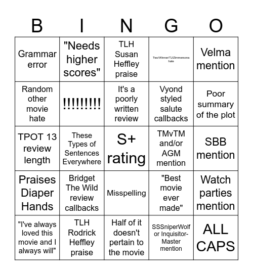 Evil TJ The Long Haul Review Bingo Card