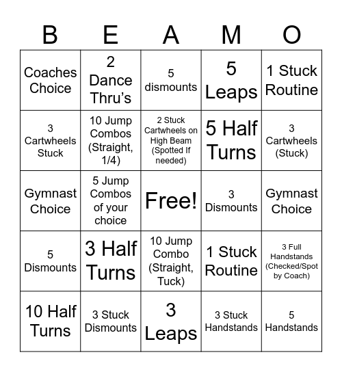 Beam-O Bingo Card