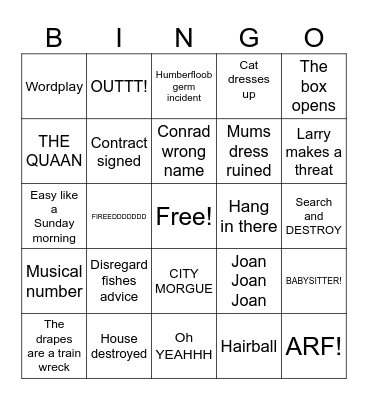 Cat in the Hat Bingo Card