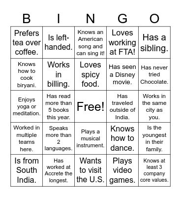 Find Someone Who…. Bingo Card
