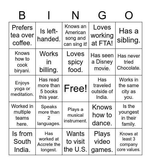 Find Someone Who…. Bingo Card