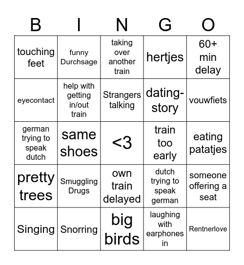 Sweet observations Bingo Card