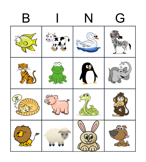 Animal Bingo Card