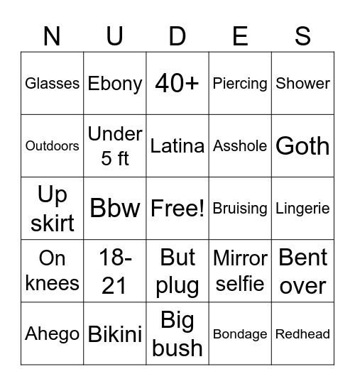 Nsfw v 2 Bingo Card