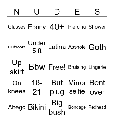 Nsfw v 2 Bingo Card