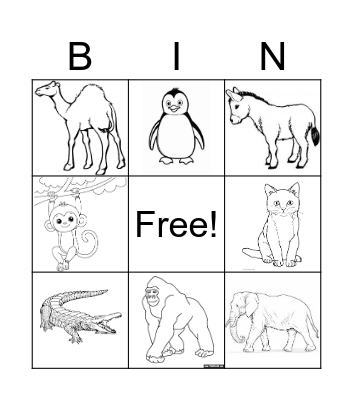 Animals Bingo Card