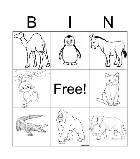 Animals Bingo Card