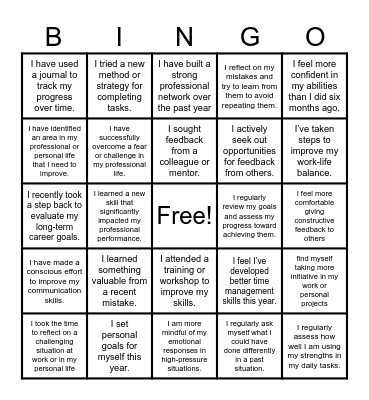 REFLECTION QUEST Bingo Card