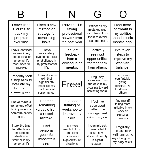 REFLECTION QUEST Bingo Card