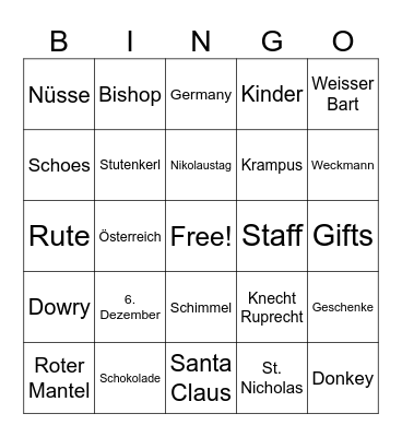 Nikolaus-Bingo Card