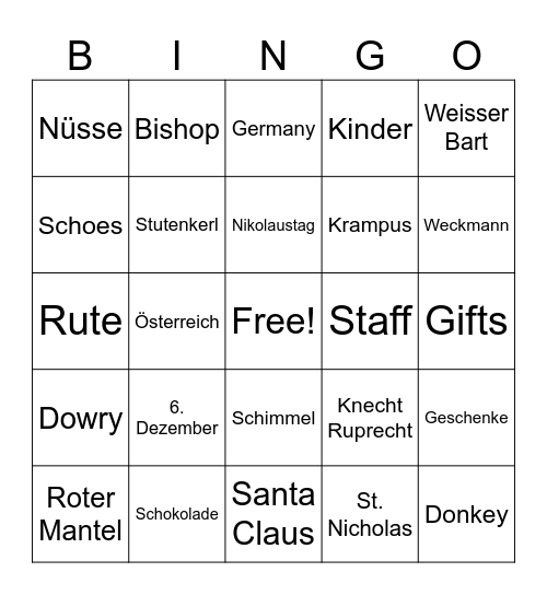 Nikolaus-Bingo Card