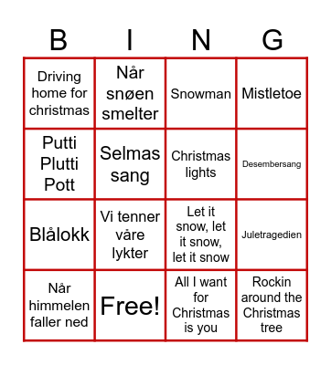 Julebingo <3 Bingo Card