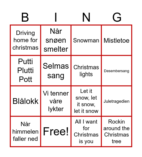 Julebingo <3 Bingo Card