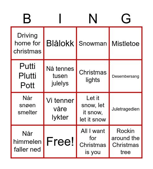 Julebingo <3 Bingo Card