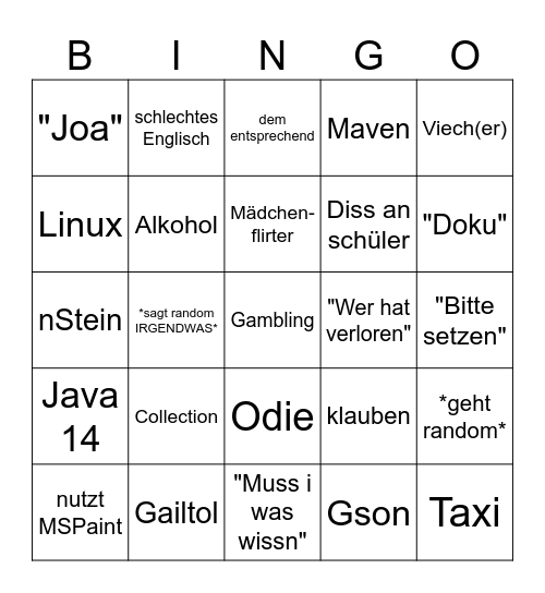 Ortner Bingo Card