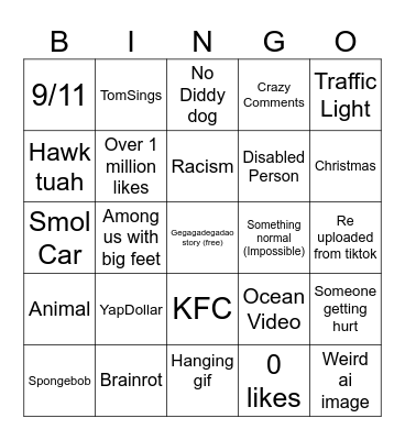 Instagram Reels bingo Card