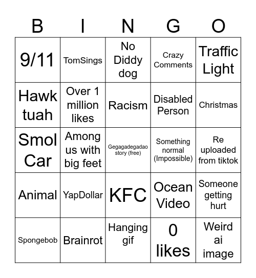 Instagram Reels bingo Card