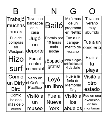 Introducciones Bingo Card