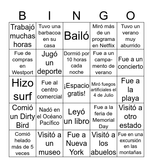 Introducciones Bingo Card