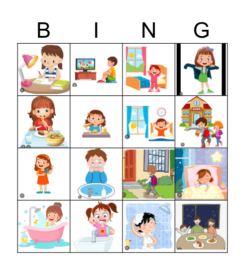 Daily Routine Bingo Card