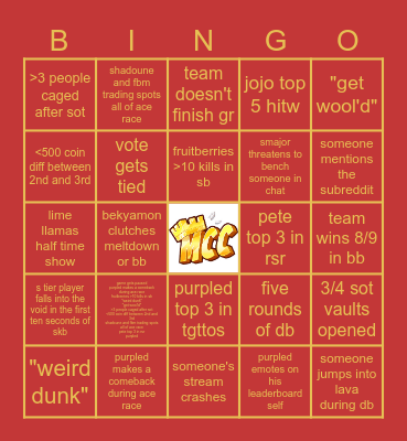 MCC Party 2 Bingo Card