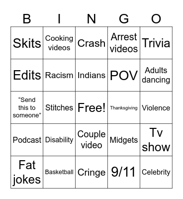 Instagram Reels Bingo Card