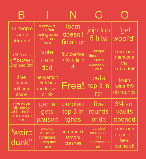 MCC Party 2 Bingo Card