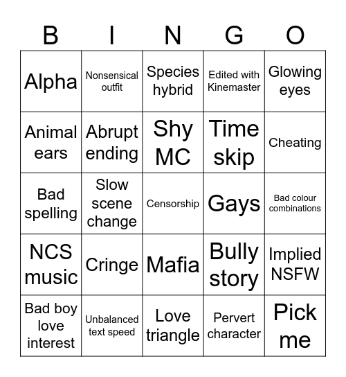 Gacha Life Bingo Card