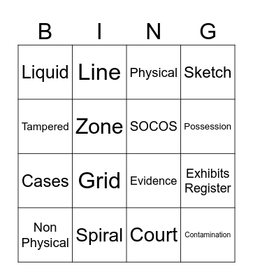 CSI Bingo Card