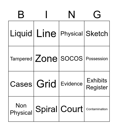 CSI Bingo Card