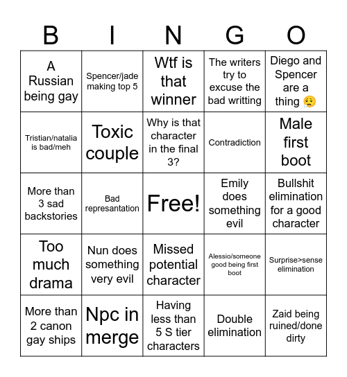 Disventure camp season 4 Bingo Card