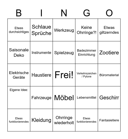 Katharina's Ohrringe BINGO Card