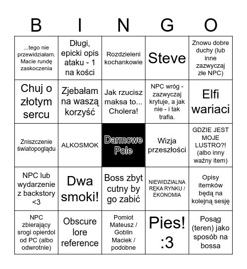 Kredkowe Sesje - Bingo Card