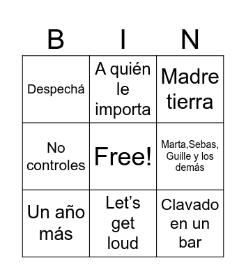 Bingo musical Bingo Card
