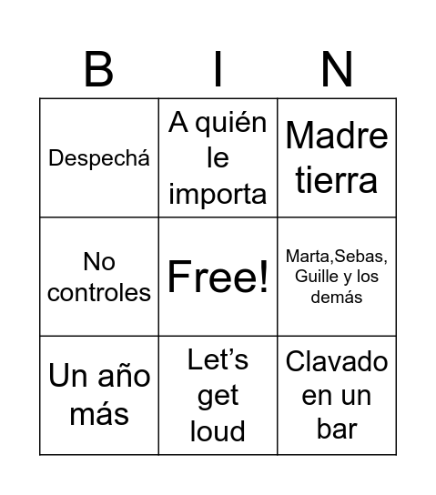 Bingo musical Bingo Card