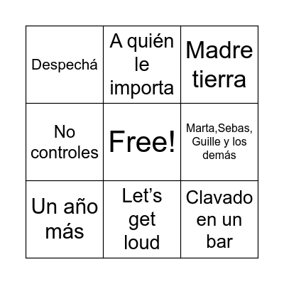 Bingo musical Bingo Card