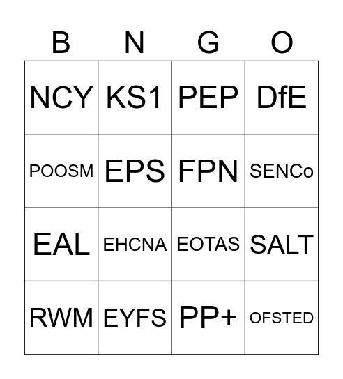 Education Jargon Bingo Card