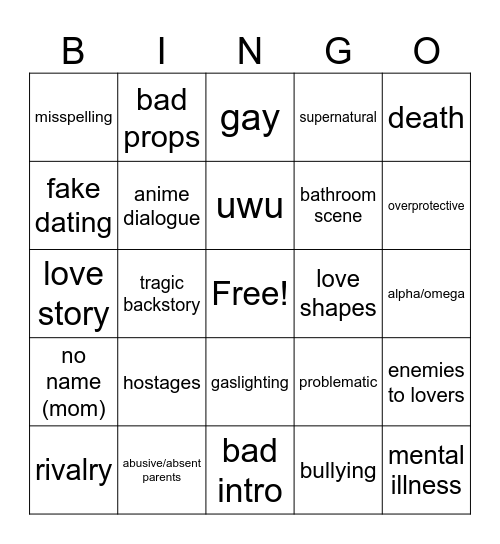 gacha 😎 Bingo Card