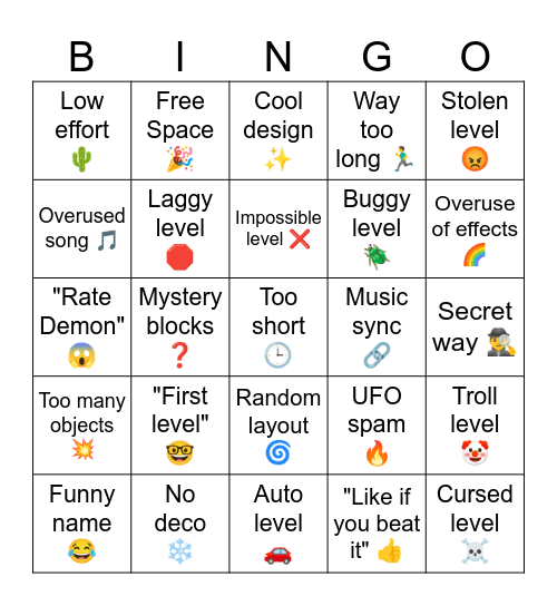 Recent Tab Bingo Card