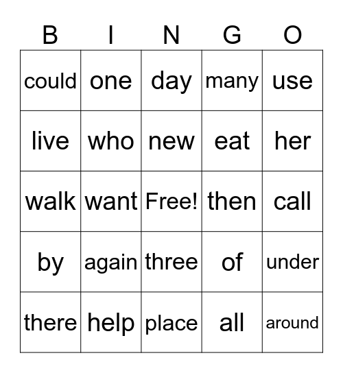 Unit 2 Bingo Card