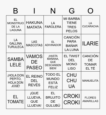 BINGO MUSICAL Bingo Card