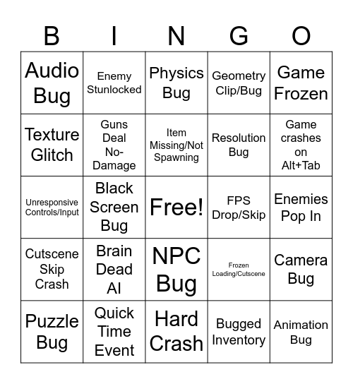 Silent Hill: Homecoming Bingo Card