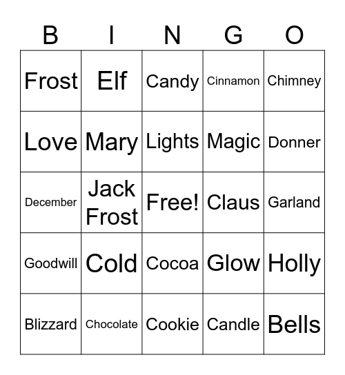 Christmas Bingo Round #1 Bingo Card