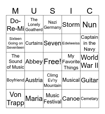 The Sound of Music Bingo Card