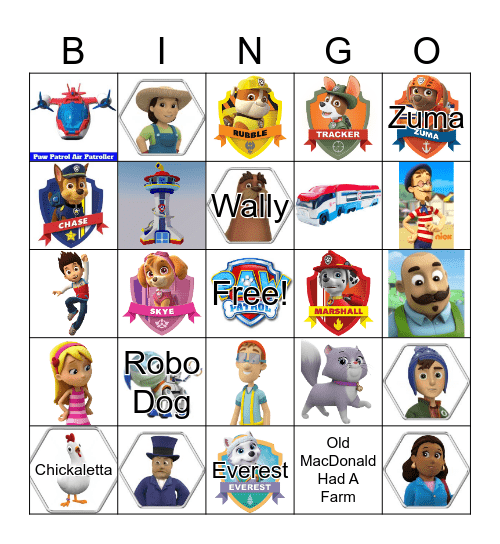 PAW PATROL BINGO Card