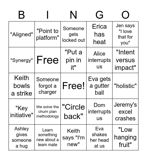 Transformation LT Bingo Card