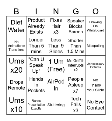 Presentation Bingo Card