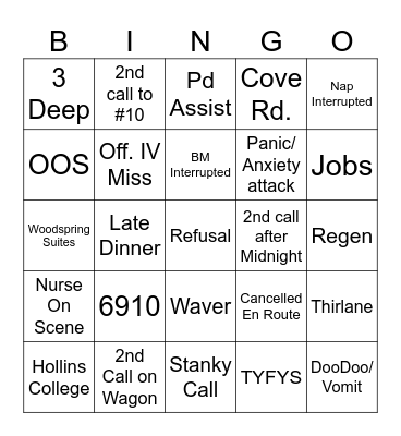 Firehouse Bingo Card