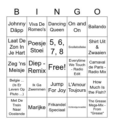 Bromeo muziekbingo Card
