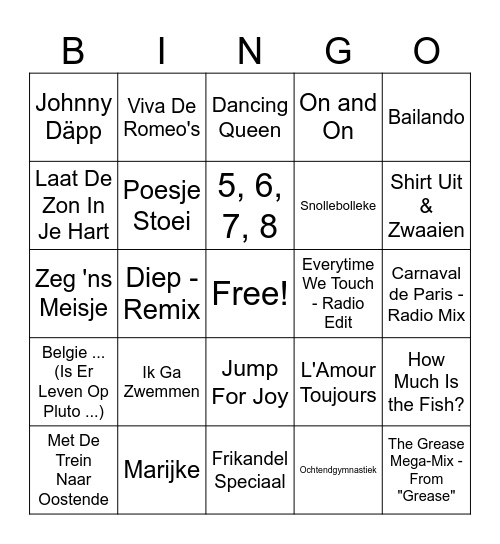 Bromeo muziekbingo Card